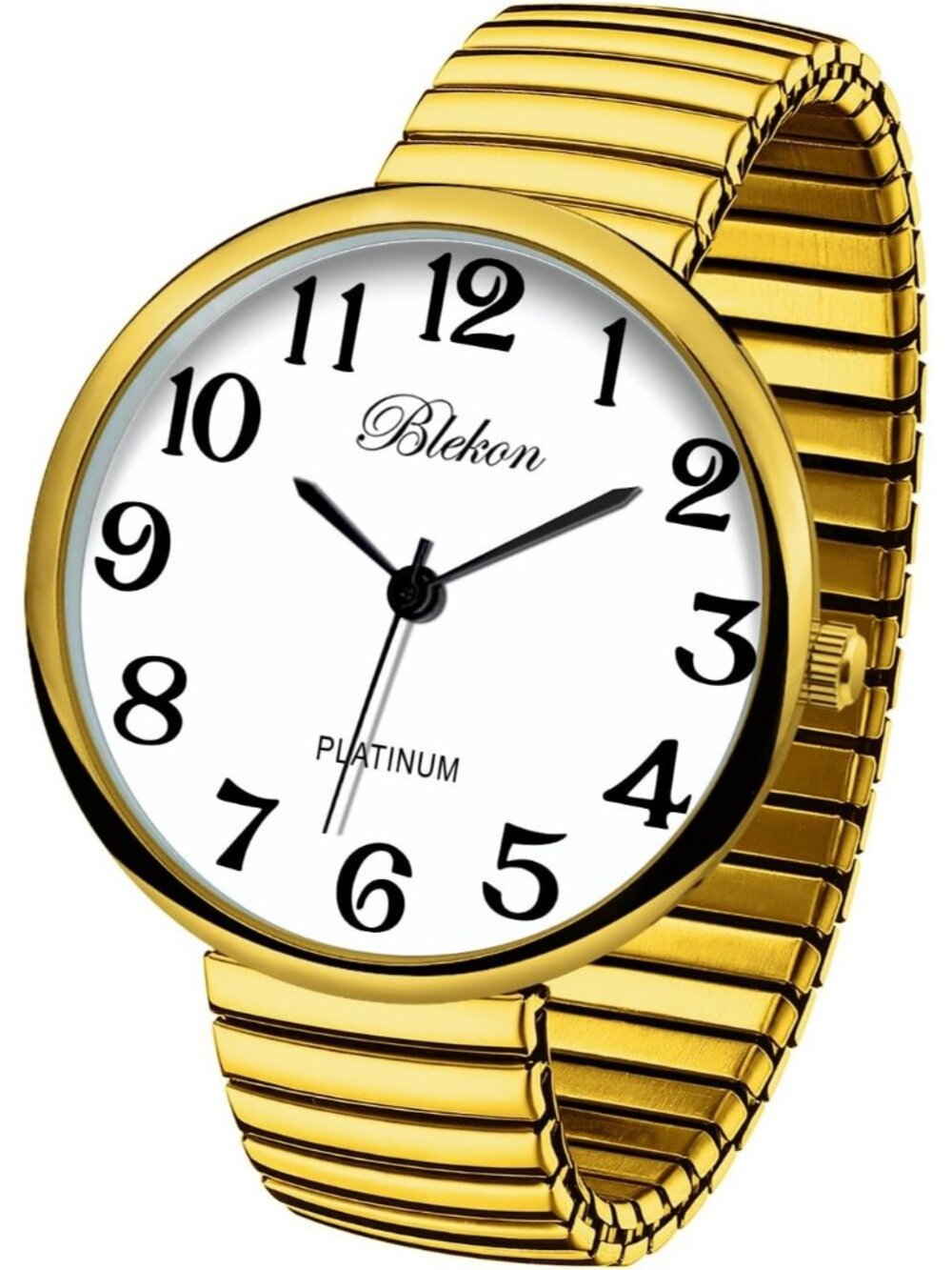 Women's Gold New Super Large Face Stretch Band Japanese Movement Fashion Watch